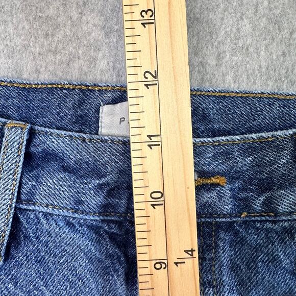 Pac-Sun Jean Shorts High Rise Relaxed WMN 26 Med Wash Distressed Raw Hem Denim - Picture 11 of 16